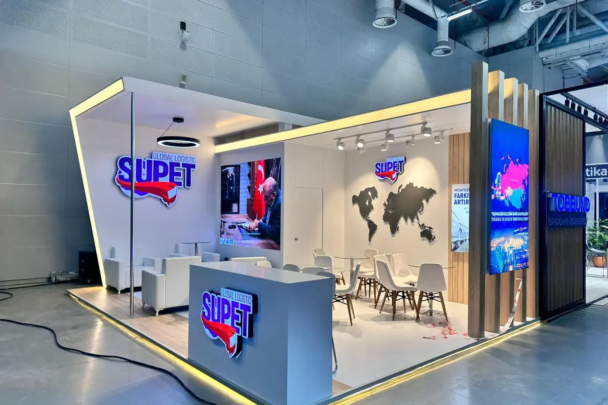 Super markası için tamamlanmış kompakt fuar standı