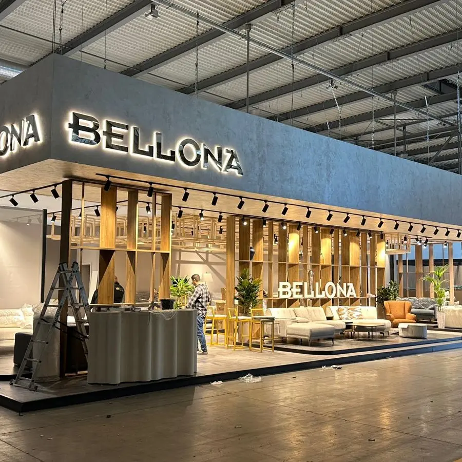 Bellona için tamamlanmış geniş fuar standı ve showroom alanı